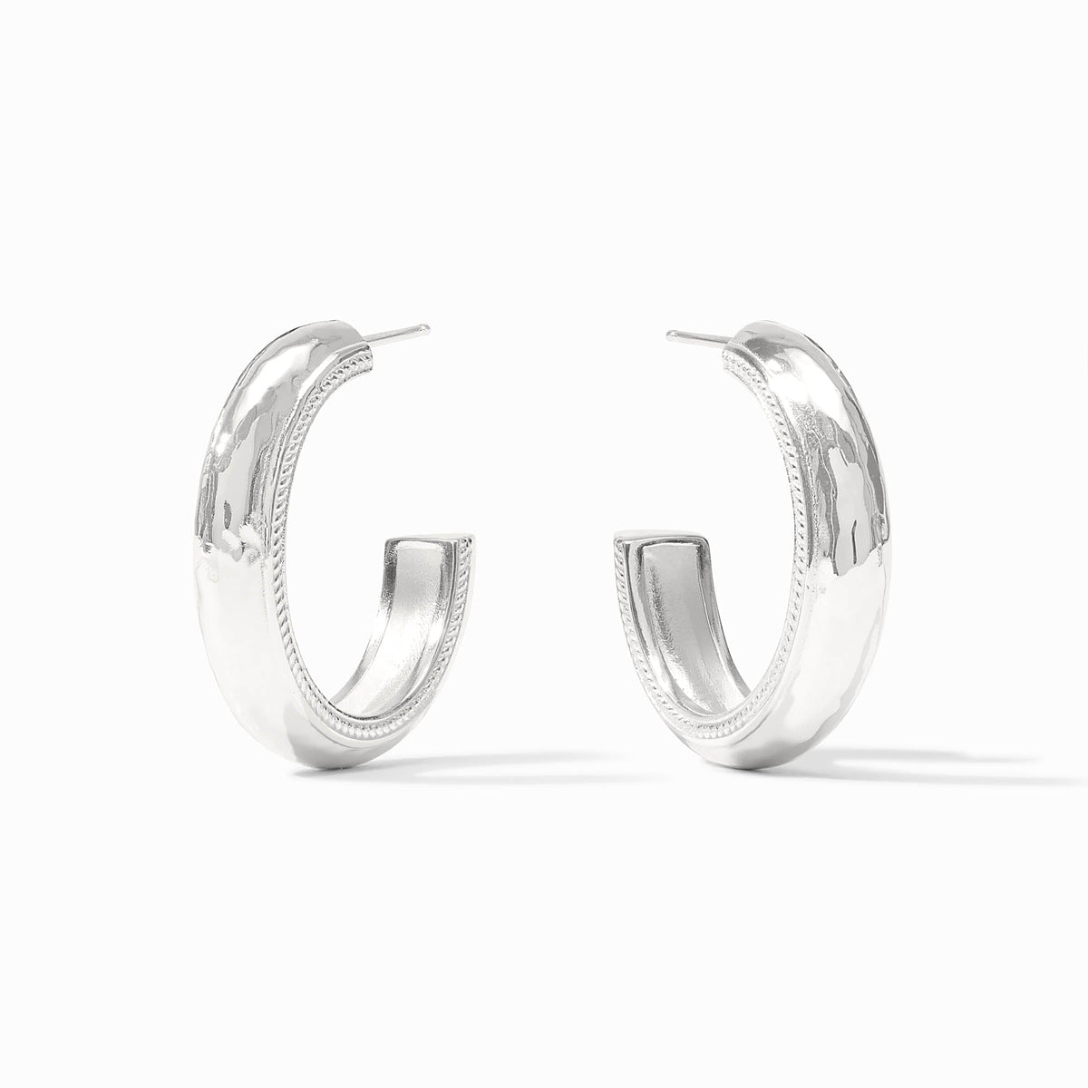 Julie Vos Cannes Hoop earring in pure silver plate with a circular hoop silhouette and pierced ear post.