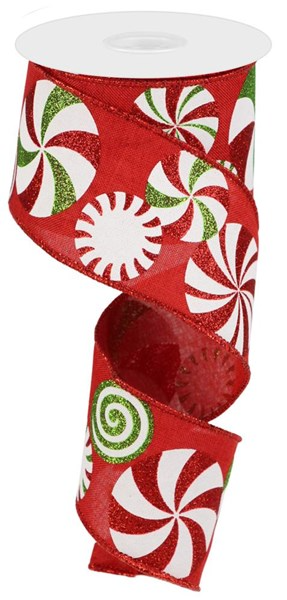 Roll of peppermint green polyester ribbon with royal blue edges.