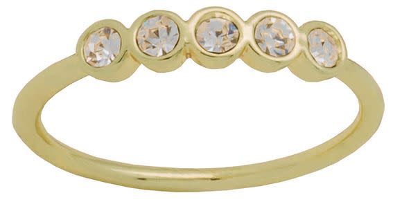 Five CZ Gold Layers Ring featuring five round cubic zirconia stones in bezel settings.