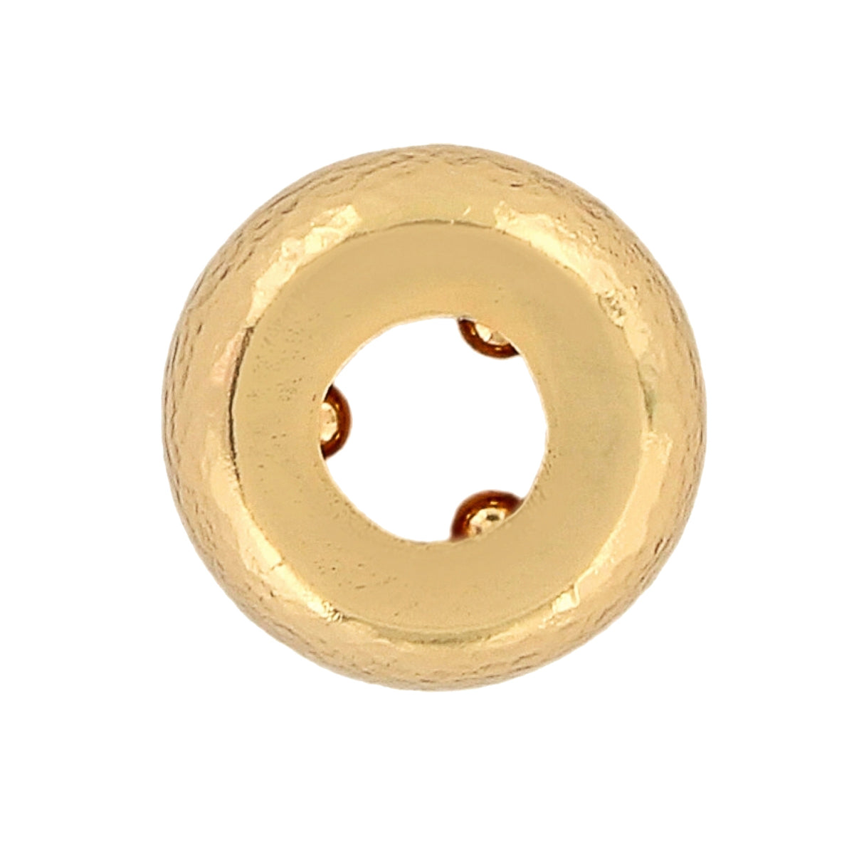 Gold plated stopper bead with a quarter-inch square shape.