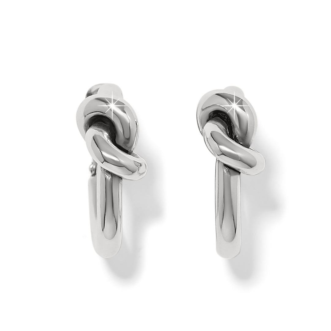 Interlok Single Knot Silver Hoop Earrings