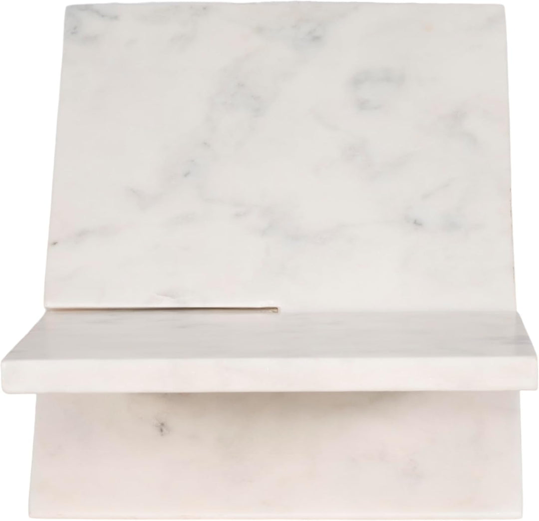 18 in. White Marble Contemporary Sculptural Bookstand