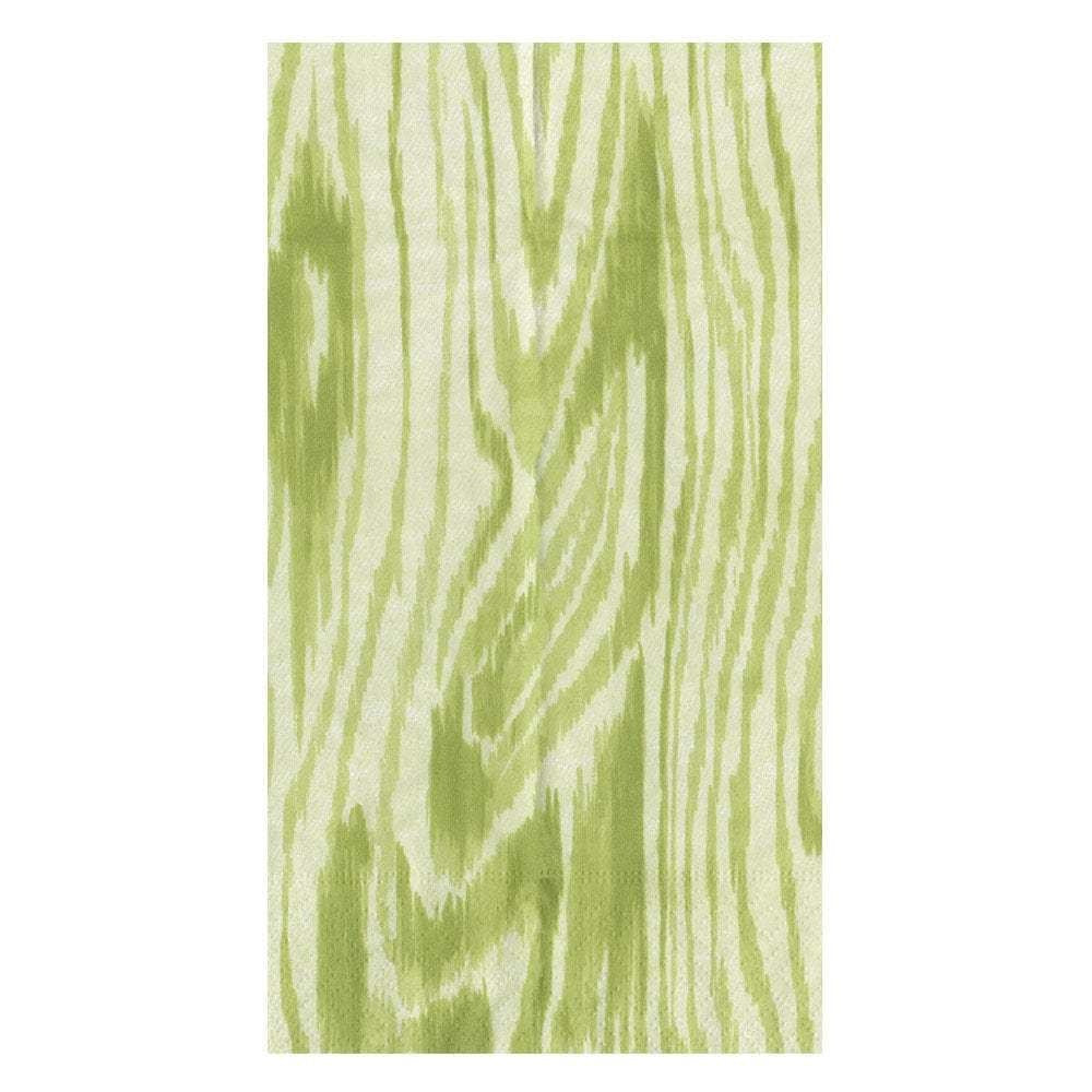 Woodgrain moss green guest towel napkins with triple-ply tissue texture