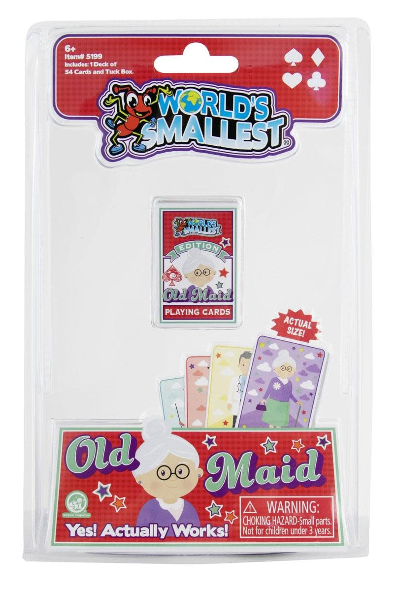 Pocket-sized Old Maid card game with vibrant kid-friendly designs in a durable tuck box.