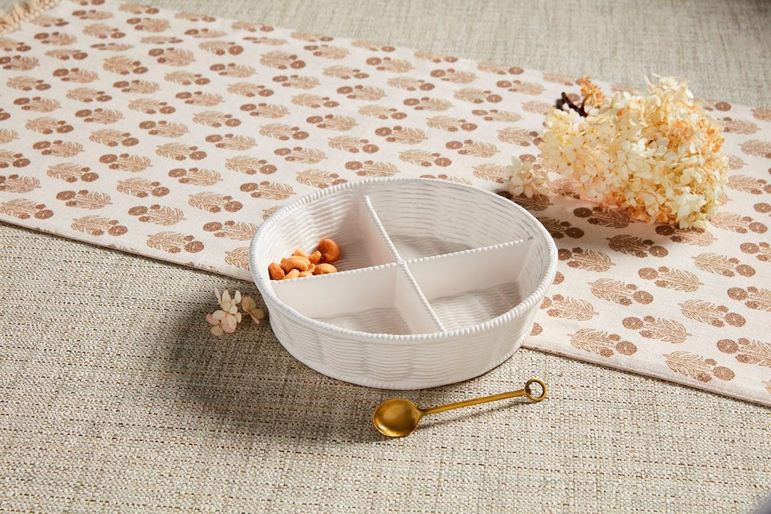 Woven Stoneware Tidbit Server Set