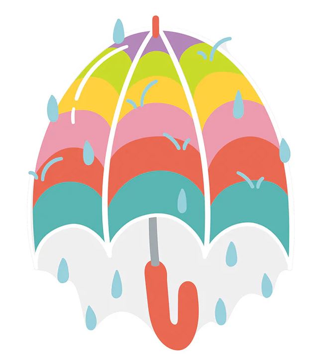 Ceramic Drip Drop umbrella attachment with hand-wash care instructions visible on label.