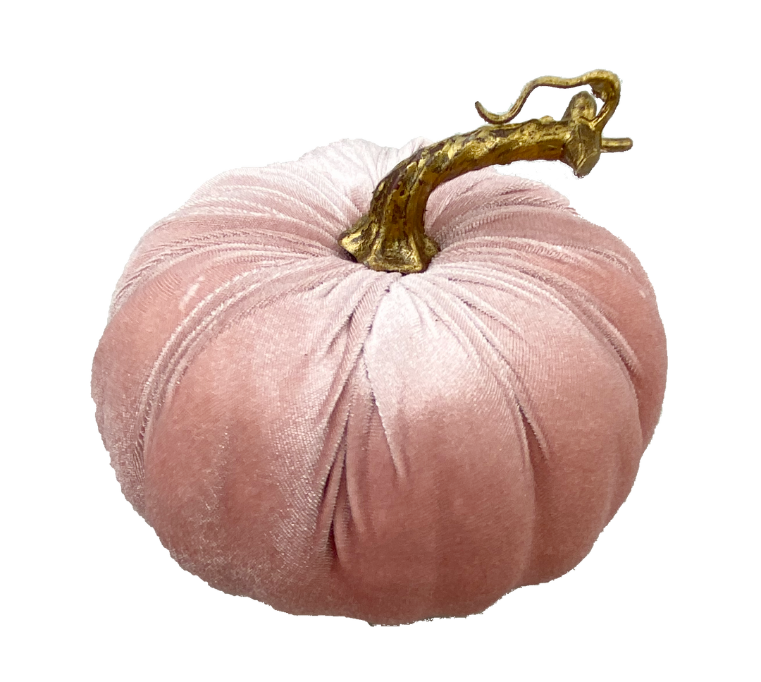 Velvet Pumpkin decor accent in orange with a smooth rounded pumpkin shape.