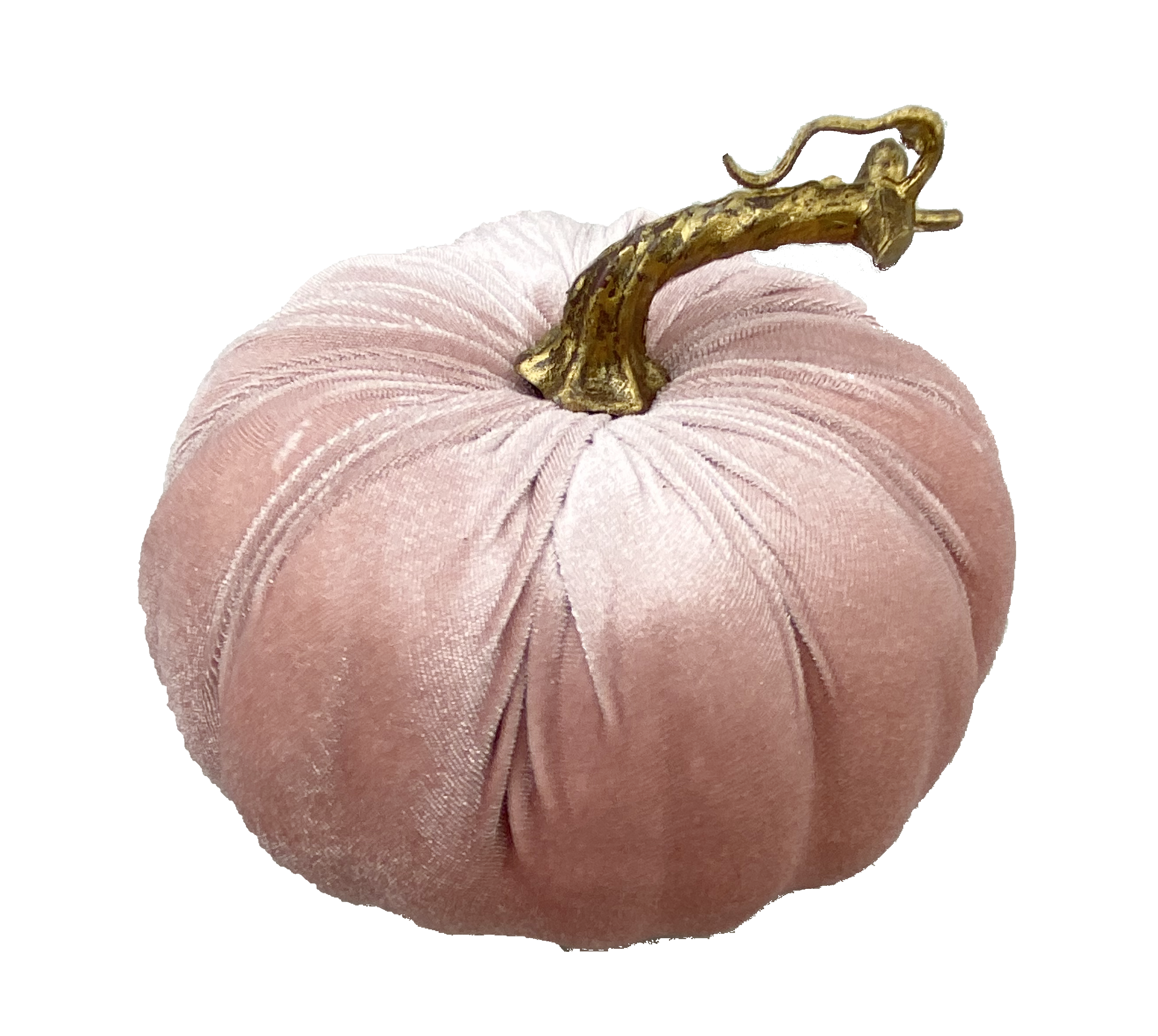 Velvet Pumpkin decor accent in orange with a smooth rounded pumpkin shape.