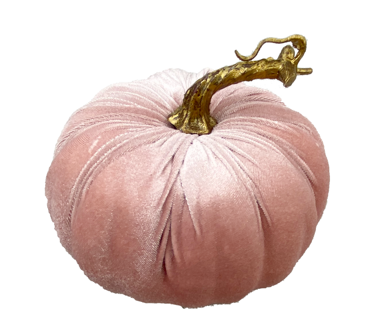 Velvet Pumpkin decor accent in orange with a smooth rounded pumpkin shape.