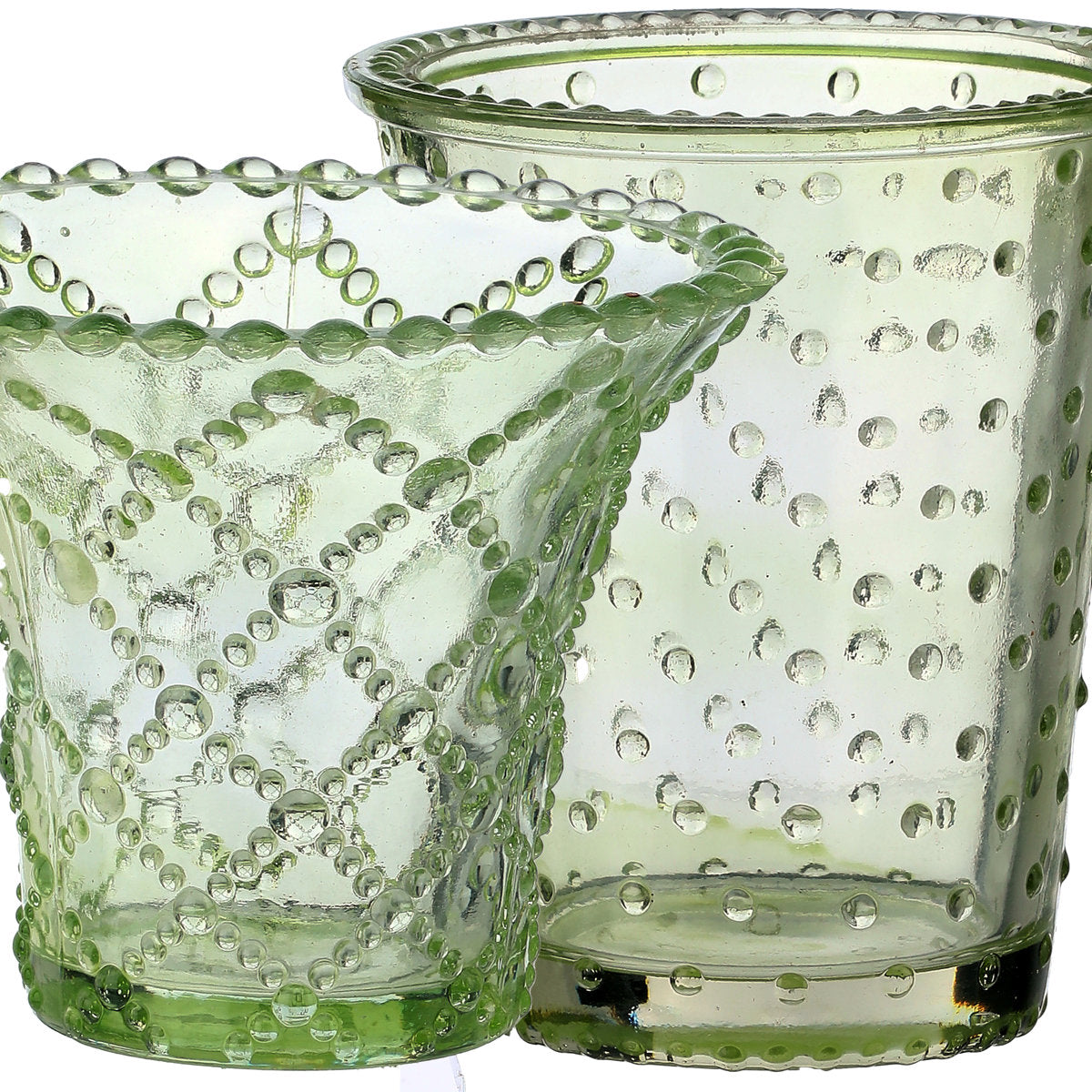Petite vintage glass vase with hobnail texture in clear finish
