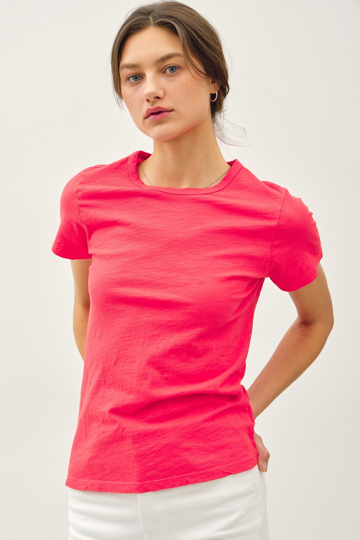 Ginny Garment Dyed Slub Tee in natural cotton with a relaxed silhouette and subtle slub texture.
