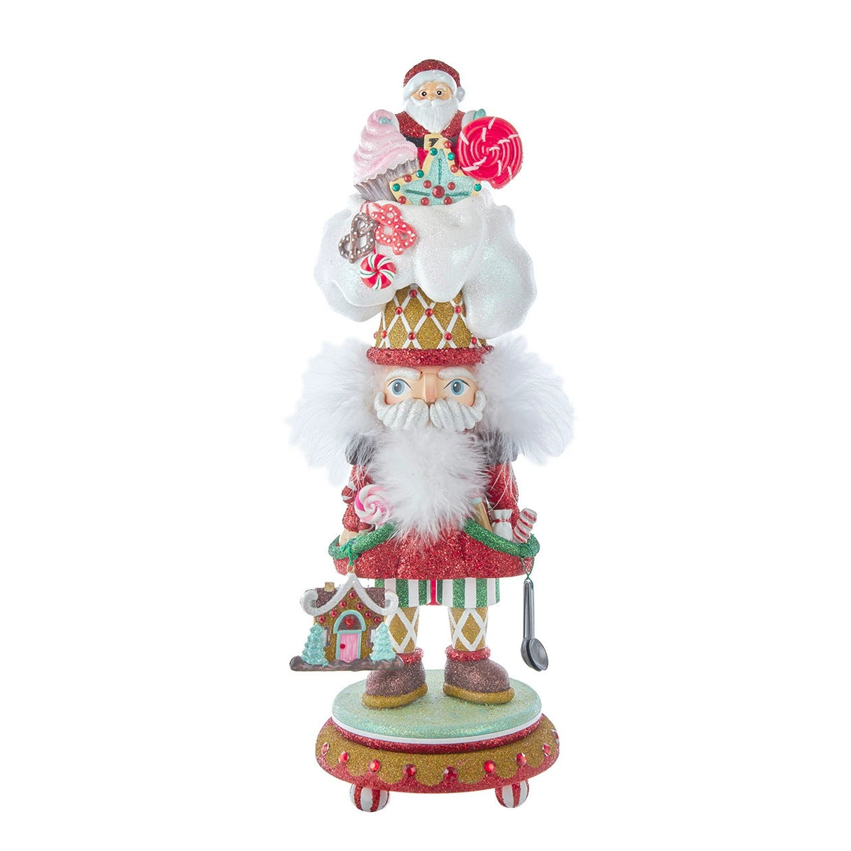 18-inch Hollywood Nutcracker featuring a candy theme with a Santa hat topper and gingerbread house.