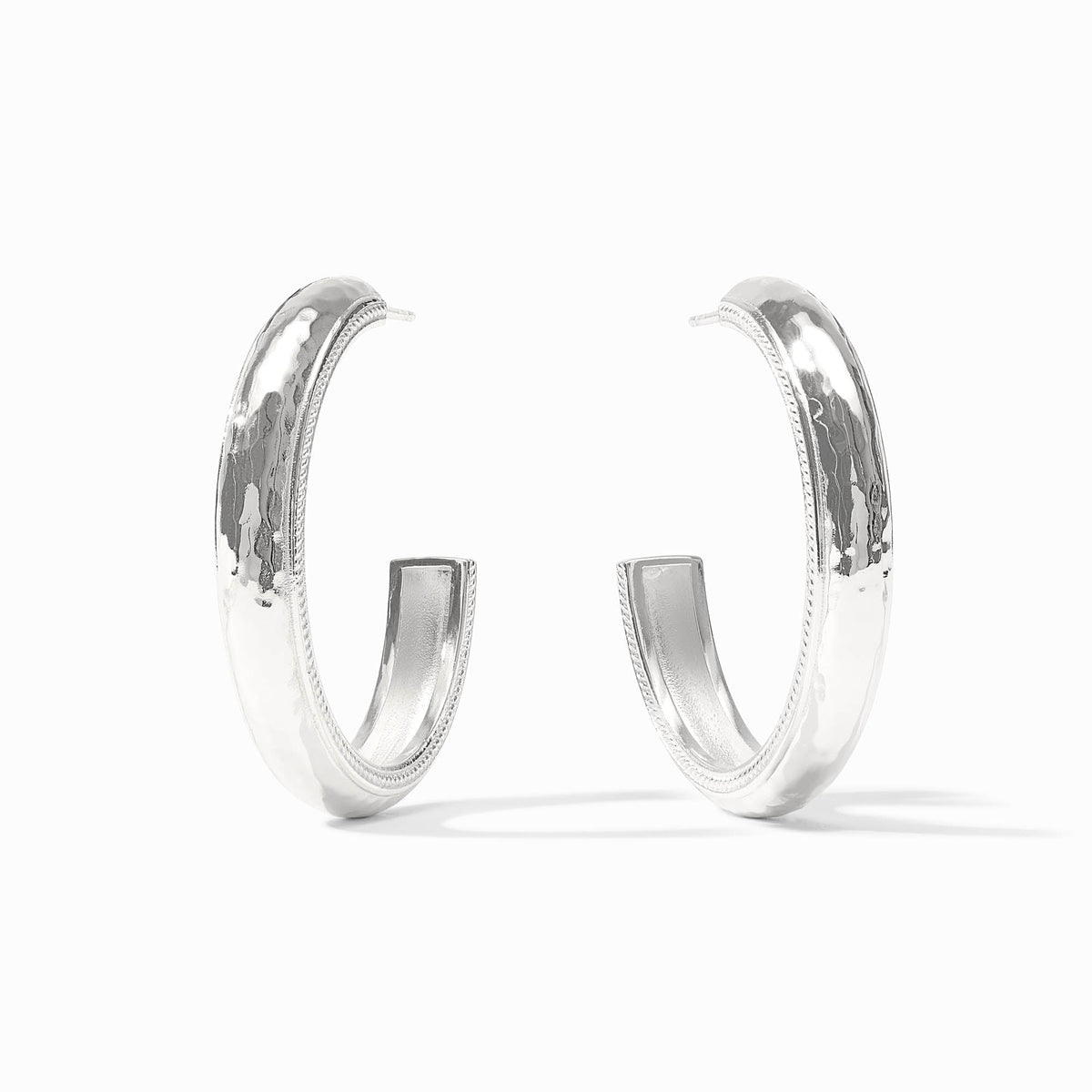 Julie Vos Cannes Hoop earring in pure silver plate with a small hoop silhouette and pierced ear post.