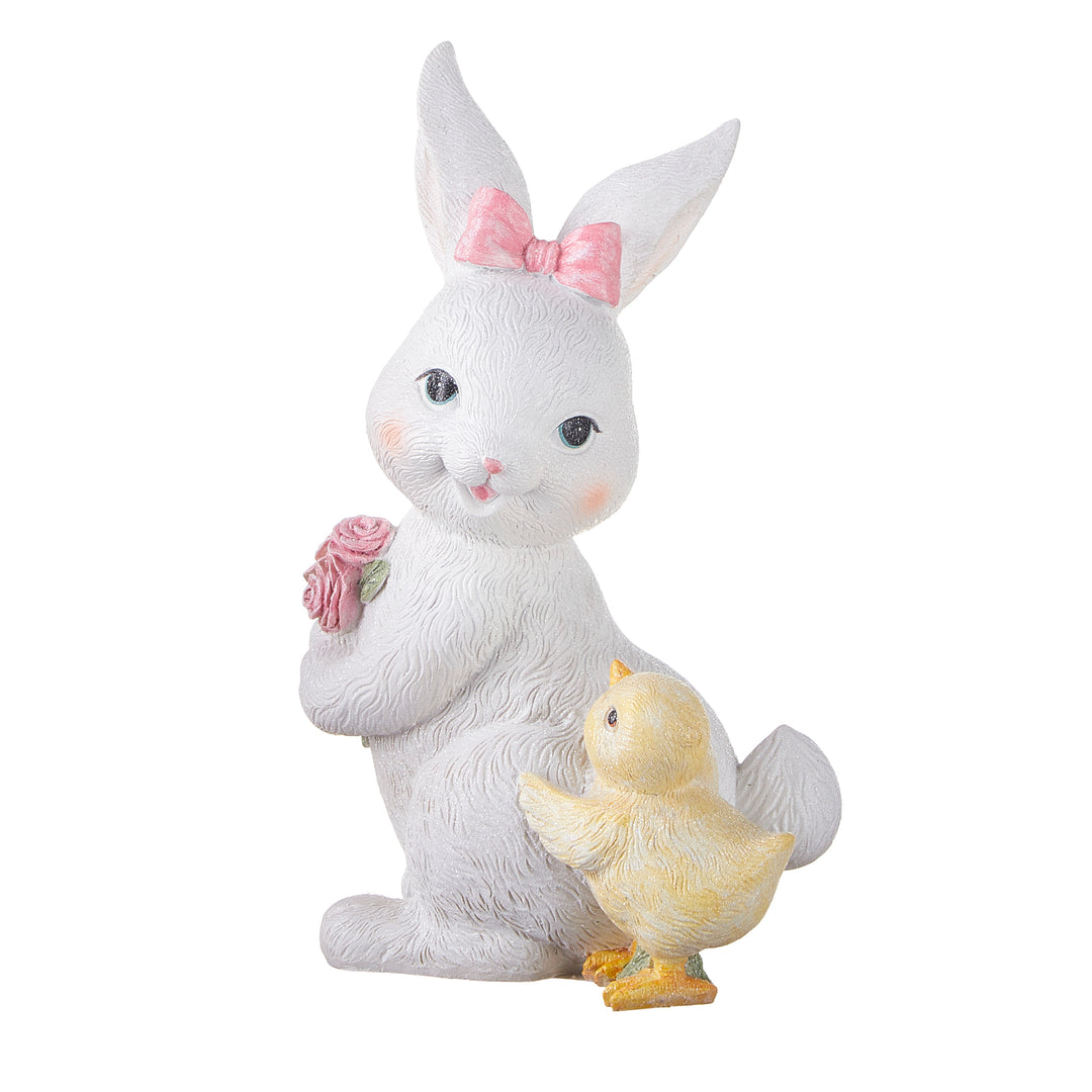 9.5" Glittered Bunny with Chick