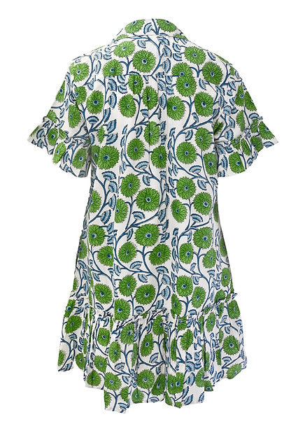 Amy Crew Dress in white cotton with a crew neckline.