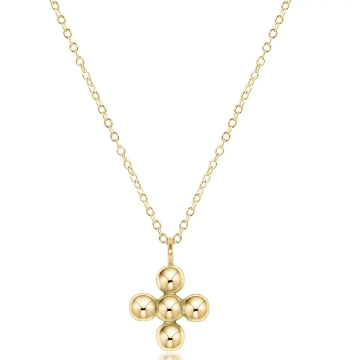 16-inch gold-filled chain necklace with a 4mm beaded signature cross charm.