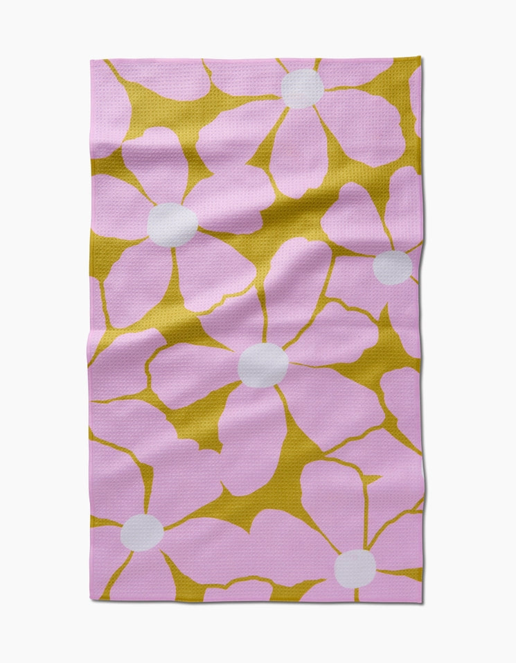 Recycled polyester waffle weave tea towel with single-sided print