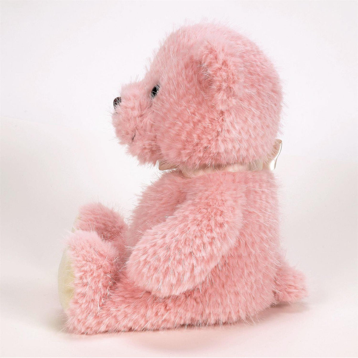 Plush teddy bear named Lil' Sprinkles in soft gray fabric with microbead weighting.