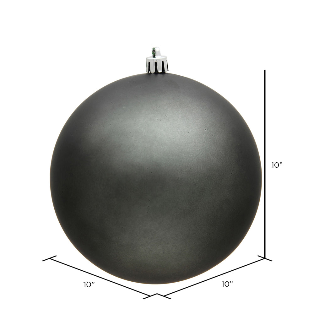 Matte pewter-colored spherical cap ornament with drilled hanging loop