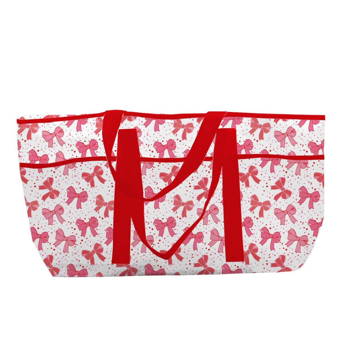 Utility tote bag with bow handles in natural fabric