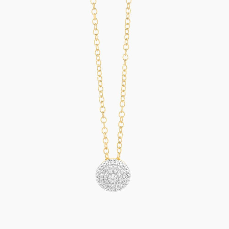 Silver-toned diamond cross pendant necklace on a chain with lobster closure.