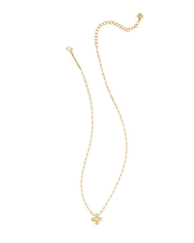 Leanne Gold Short Pendant Necklace with a textured floral-inspired charm on a delicate link chain.