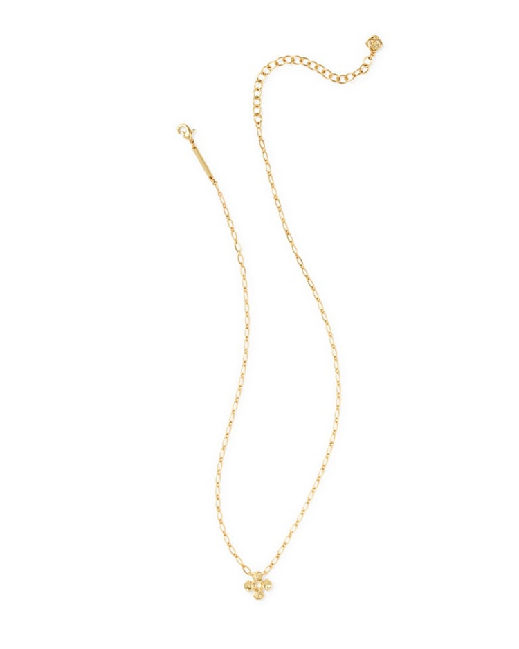 Leanne Gold Short Pendant Necklace with a textured floral-inspired charm on a delicate link chain.