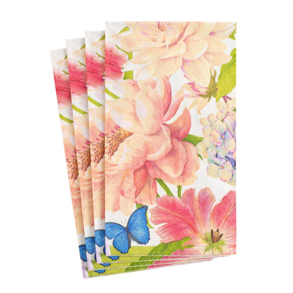 White triple-ply paper guest towel with subtle printed design