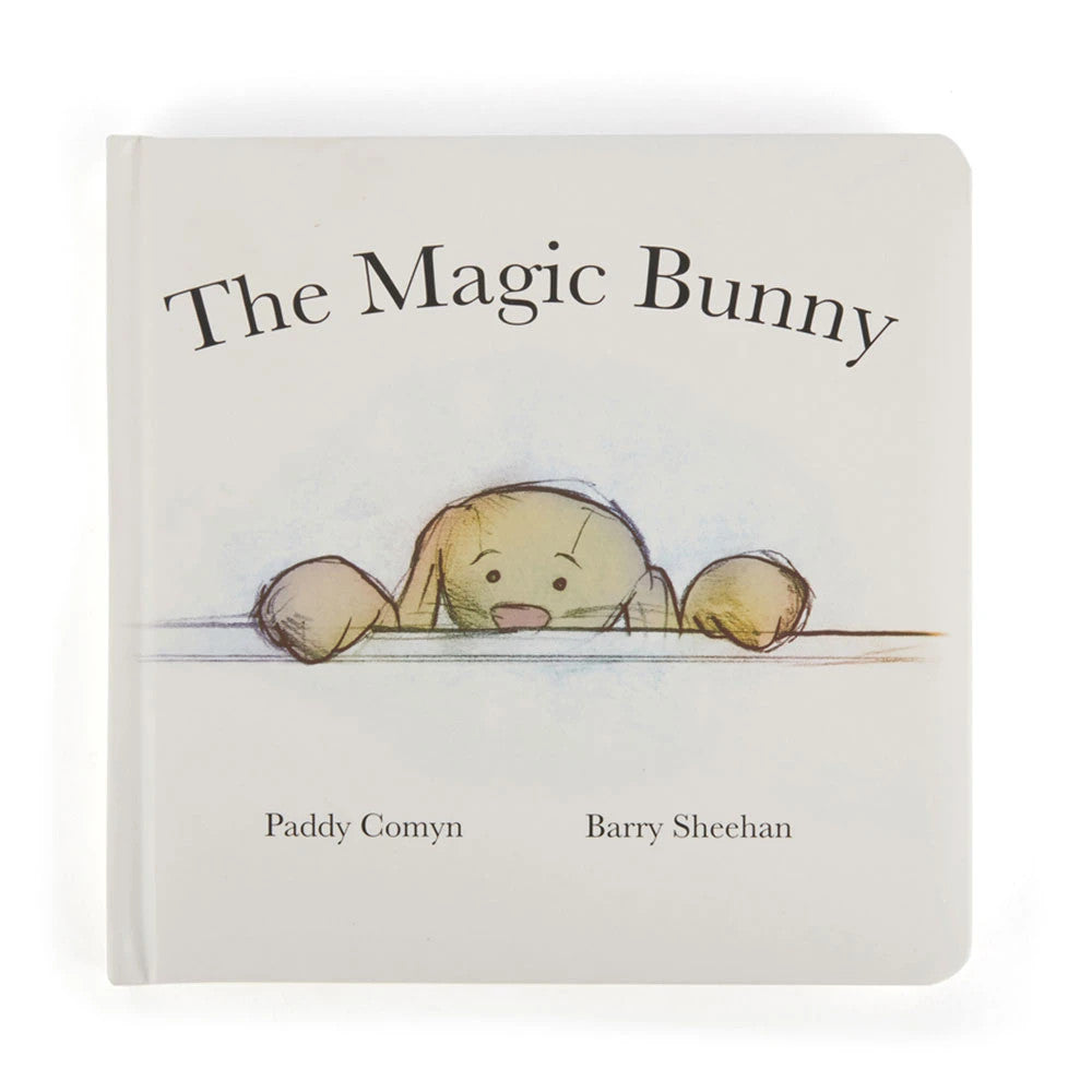 The Magic Bunny board book cover featuring a bashful bunny peeking over a ledge.