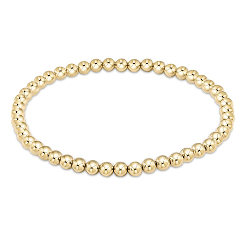 Classic gold-filled bracelet featuring four millimeter round beads on a six-point-seven-five-inch chain.