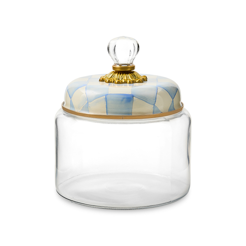 Mackenzie Childs Sky Check Small Kitchen Canister