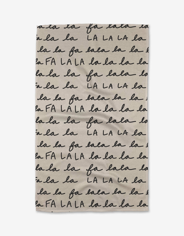 Recycled polyester waffle weave tea towel with single-sided holiday print