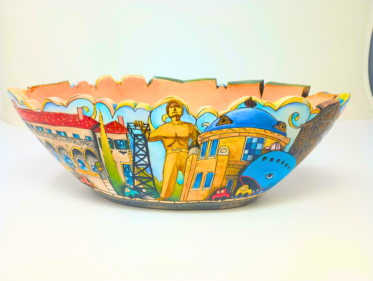 Handcrafted City Bowl in matte black ceramic with a subtle geometric pattern.