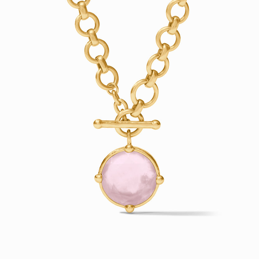 Adjustable honeybee demi necklace with rose cut stone pendant featuring bead accents on one side and bas relief bee detail.