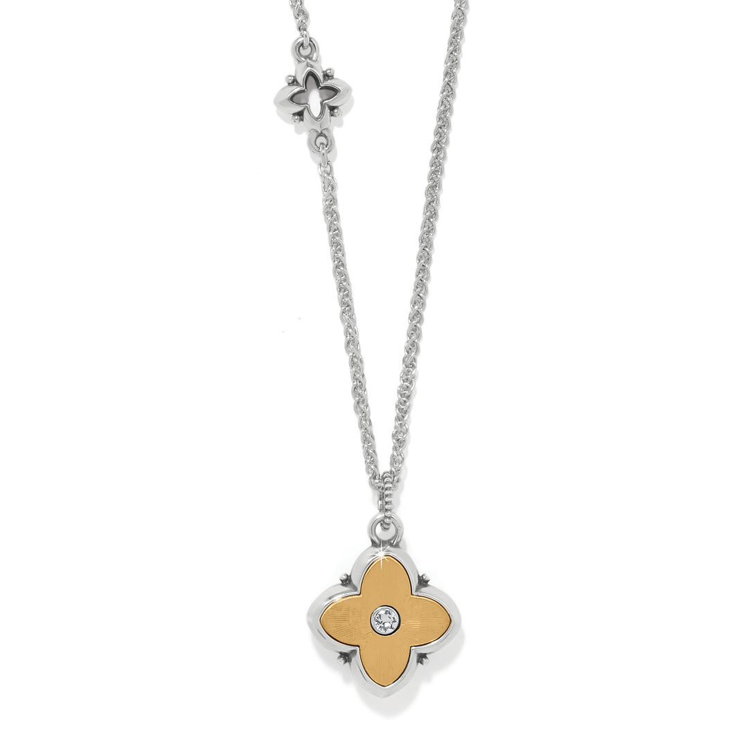 Reversible silver-gold crystal necklace with lobster claw closure