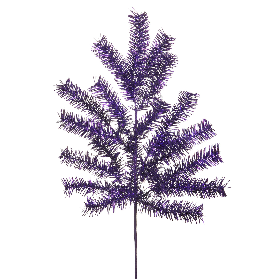 30-inch purple tinsel spray with multiple shimmering branches on a single stem.