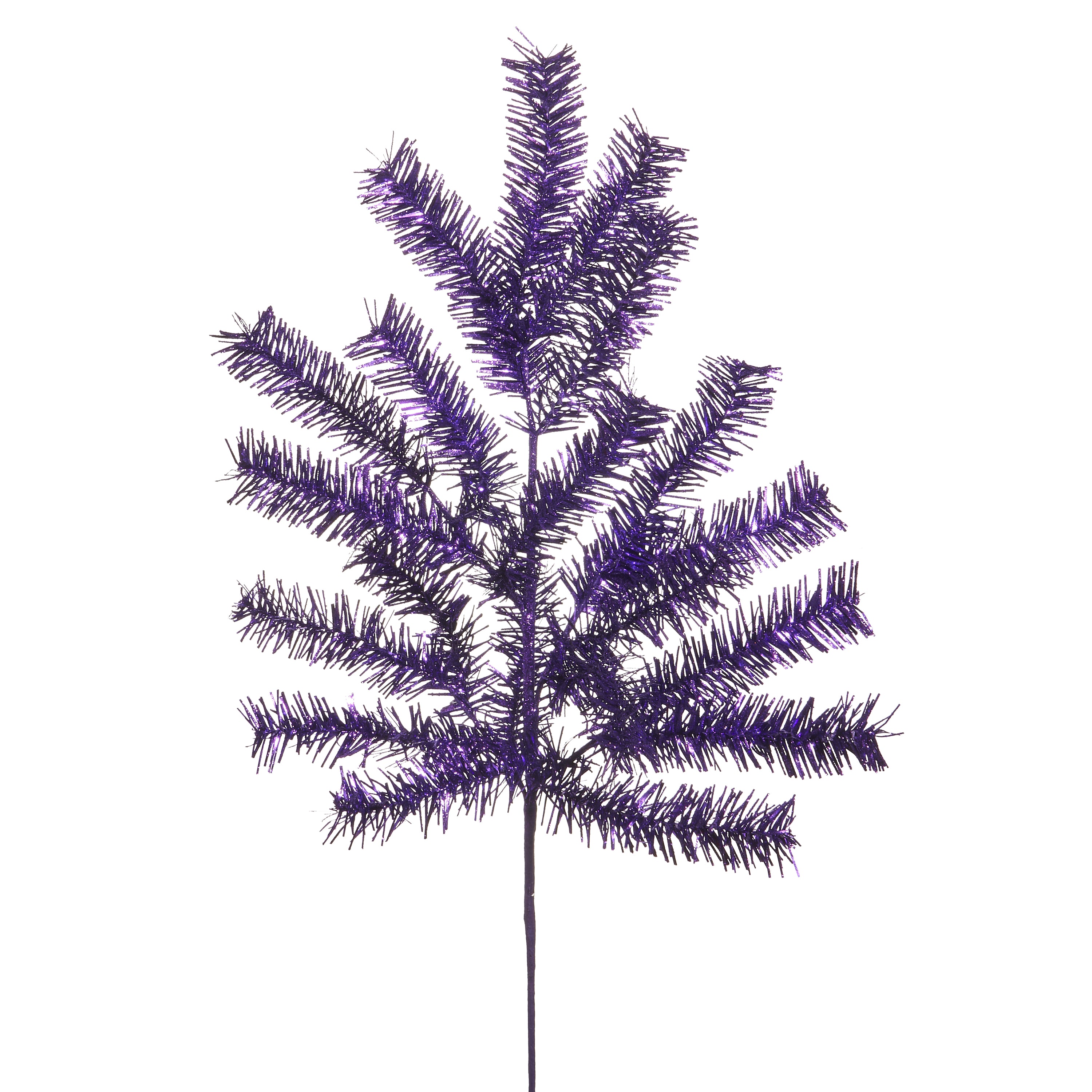 30-inch purple tinsel spray with multiple shimmering branches on a single stem.