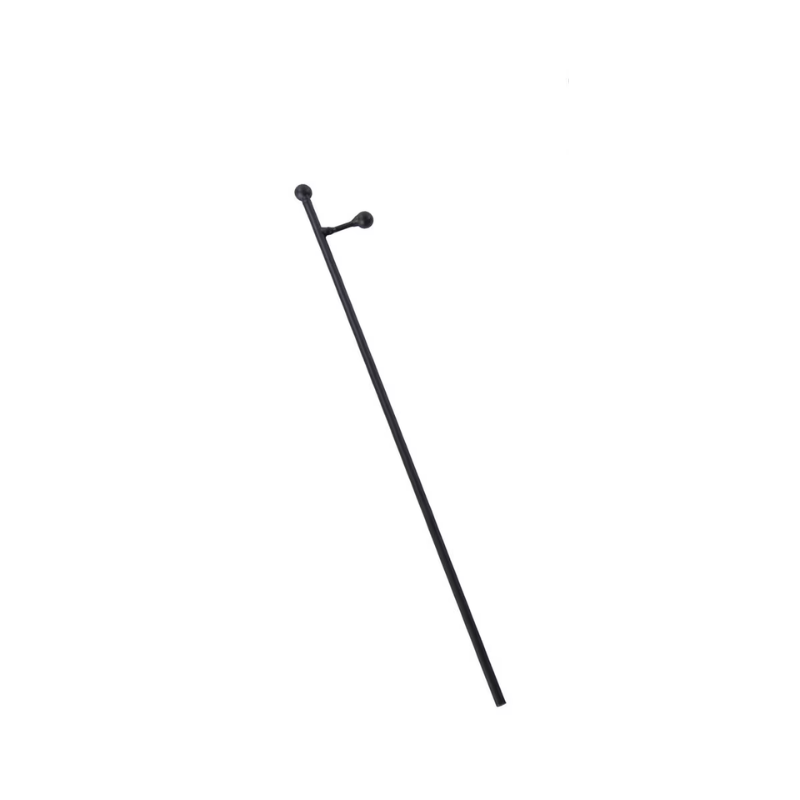 Single black metal mini gallery display stake with two ball-topped prongs.