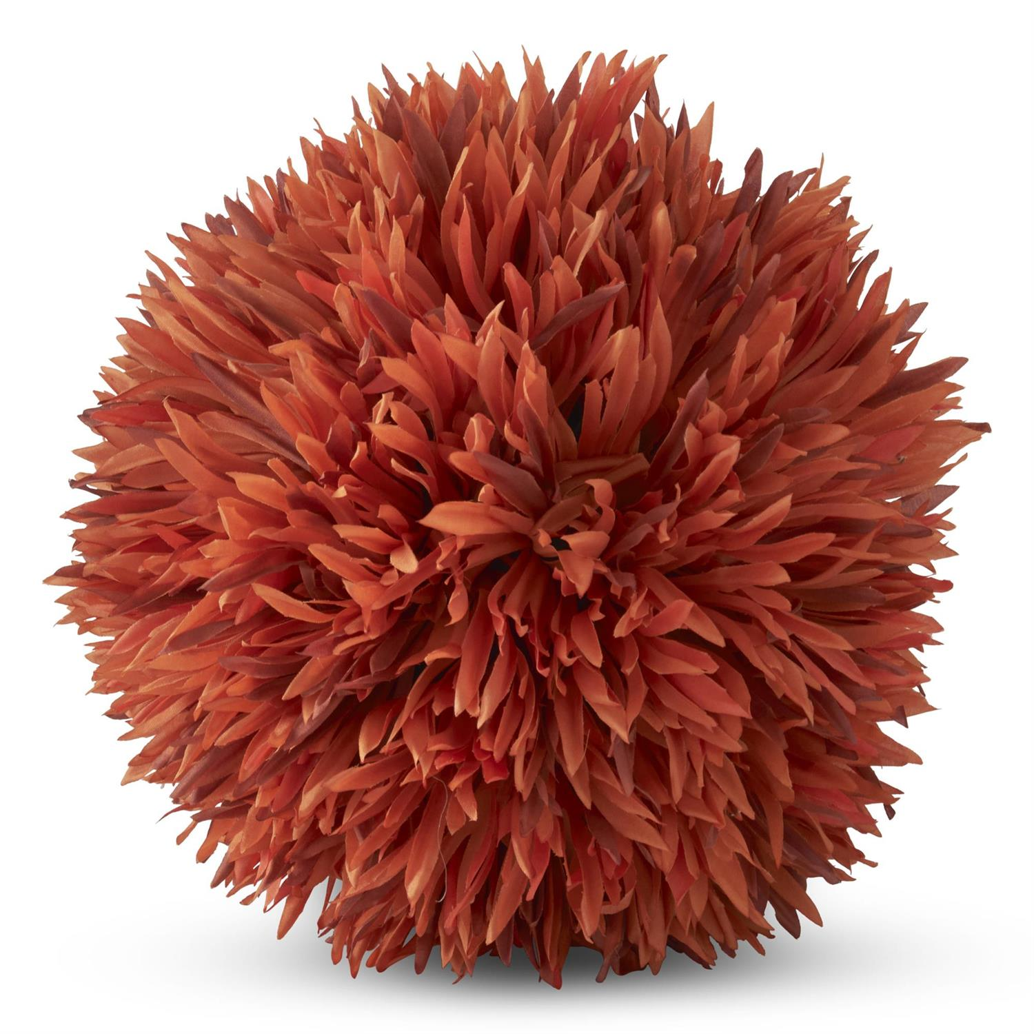 Orange Allium Ball made of fabric and plastic, featuring dense, vibrant orange petals.