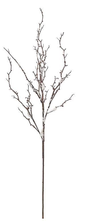 44-inch brown artificial twig branch with realistic white snow accents on its branches.