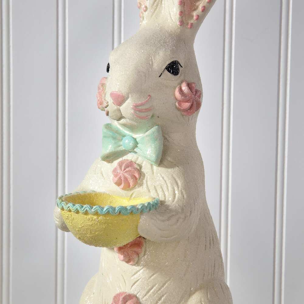 18" Resin Sugared Bunny on Pedestal