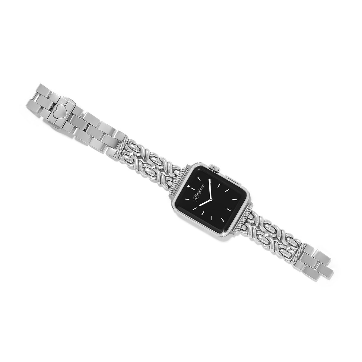 Silver plated Interlok twist watch band with fold-over clasp