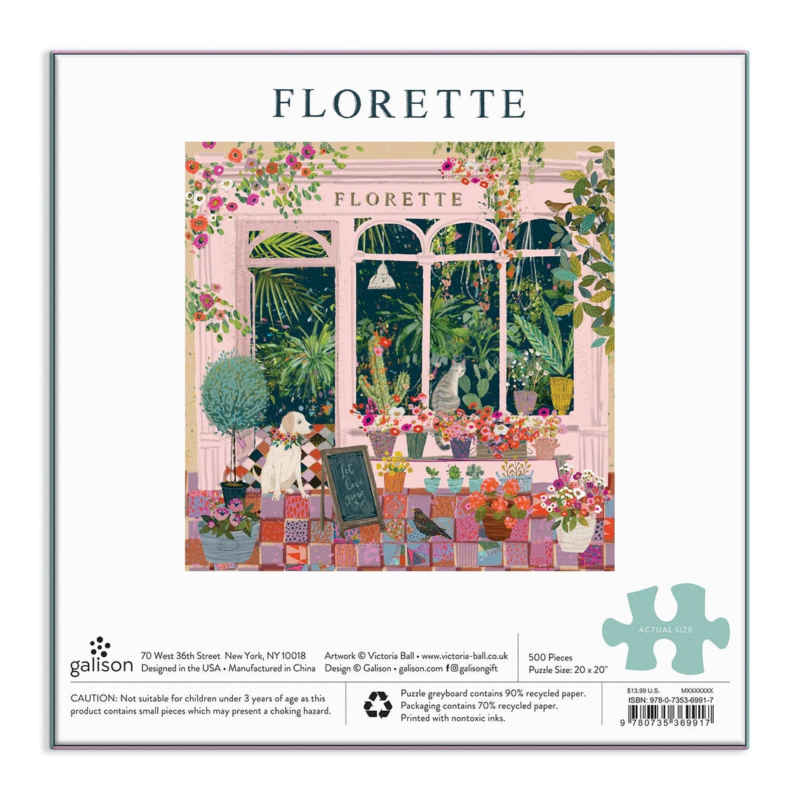 Galison Florette puzzle box featuring a colorful floral botanical illustration with ribbon-cut edges.