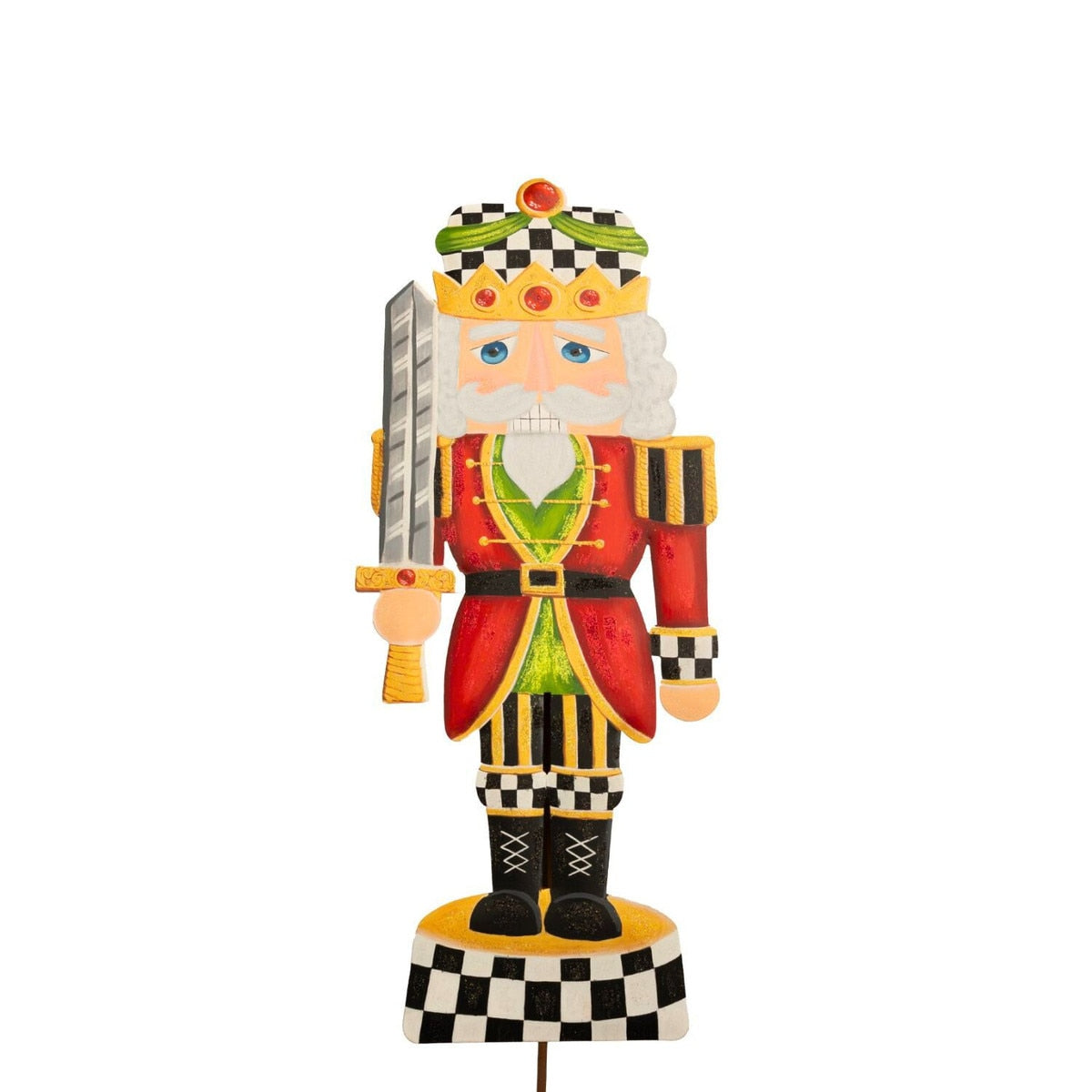 Medium nutcracker figurine with a classic soldier silhouette in red coat and black hat.
