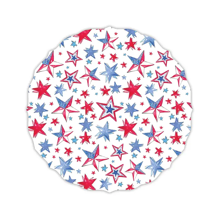 Posh die-cut paper placemat in white with a scalloped silhouette framing dinnerware.