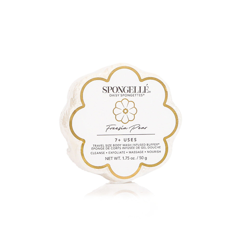 Daisy Collection Spongette body wash infused sponge with built-in cleansing buffer