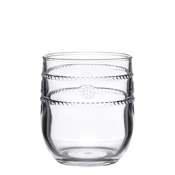 Isabella Acrylic Clear Tumbler with decorative rope-like textured bands and berry motifs.