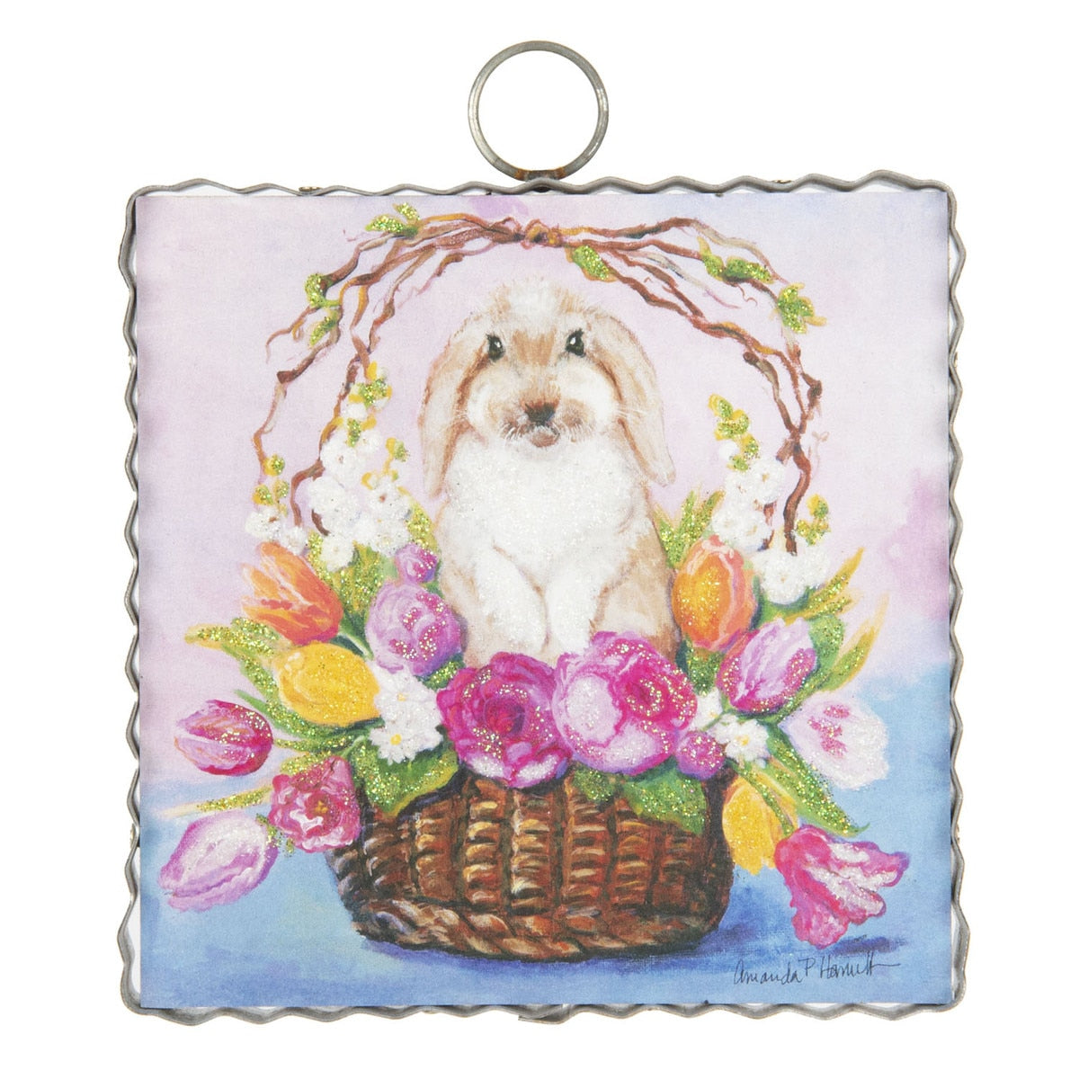 Mini Hamilton French Lop Basket in natural woven texture with a hanging loop.