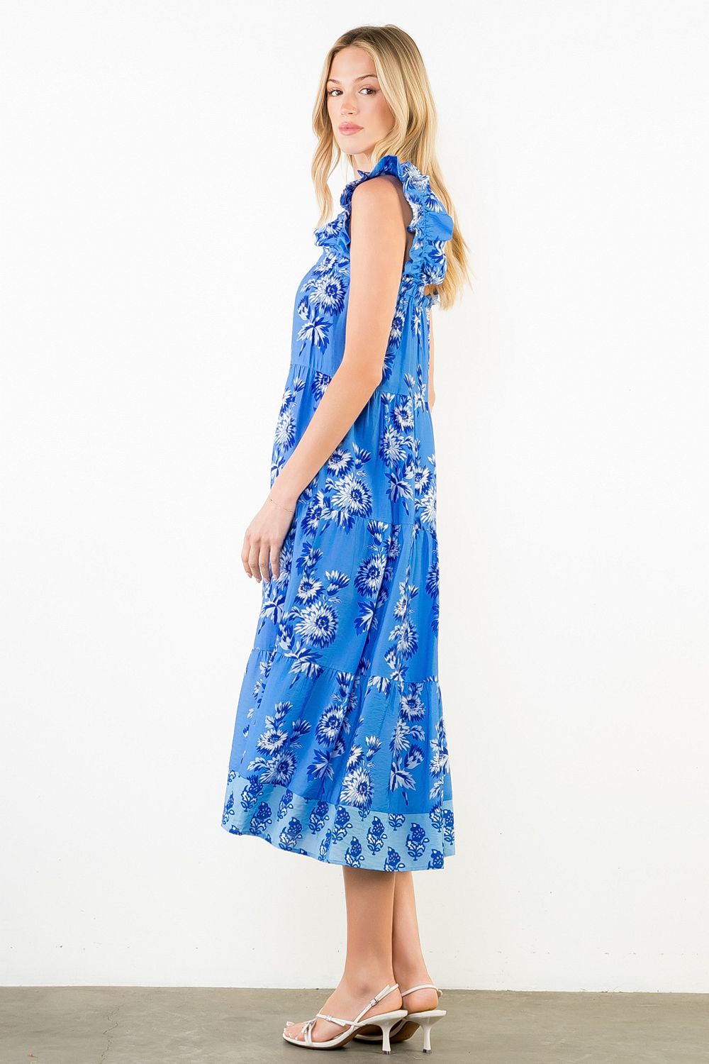 Katie Flutter Sleeve Floral Print Tiered Dress