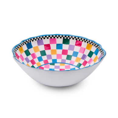 Jamboree melamine serving bowl in natural finish with a round silhouette.